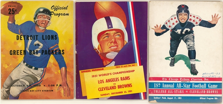 1950s Football Programs Trio (3 Different)